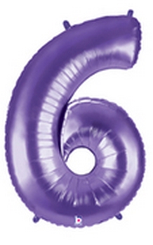 Megaloon Purple Number 6 balloon BETALLIC