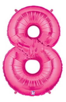 Megaloon Pink Number 8 balloon BETALLIC