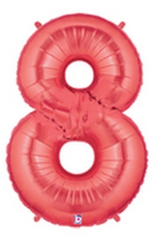 Megaloon Red Number 8 balloon BETALLIC