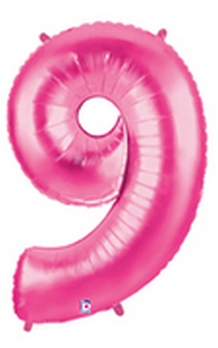 Megaloon Pink Number 9 balloon BETALLIC
