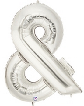 40" Megaloon - & Ampersand - Silver balloon foil balloons