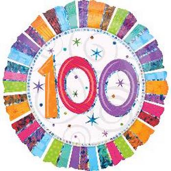 Foil  Prismatic Radiant Birthday 100 balloon ANAGRAM