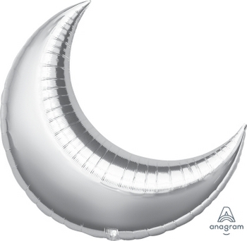 Shape - Crescent Moon Silver  balloon ANAGRAM