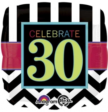 Foil Birthday Square - Celebrate 30 balloon ANAGRAM