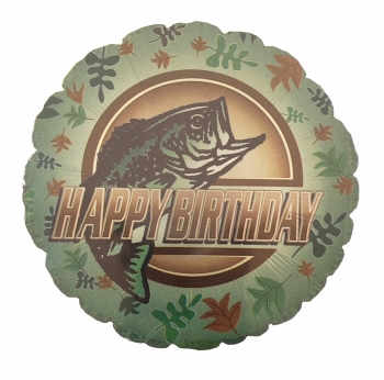 Foil - Happy Birthday Bass - Fishing balloon NA