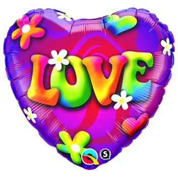 18" Foil Love Heart with Flowers Balloon foil balloons