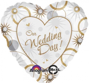 18" Foil - Our Wedding Day Heart balloon foil balloons