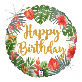18" Tropical Happy Birthday balloon foil balloons