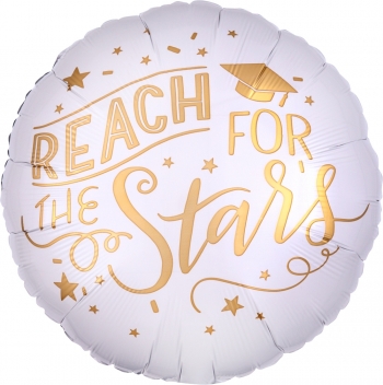 18" Graduation Reach for the Stars White & Gold Balloon foil balloons