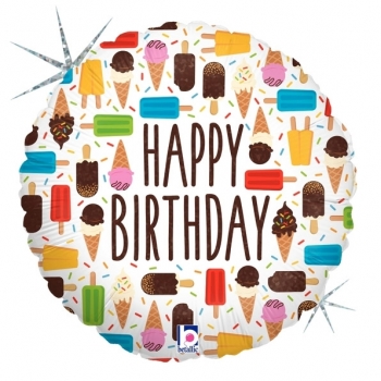 18" Happy Birthday Birthday Ice Cream balloon foil balloons