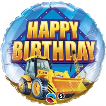 18" Happy Birthday Foil Construction Zone Balloon foil balloons