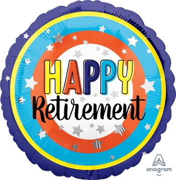 18" Happy Retirement Colorful Circles balloon *unpacked foil balloons