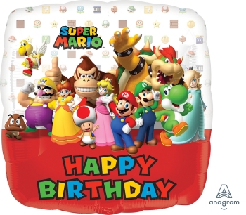 Mario Bros Happy Birthday balloon *unpacked ANAGRAM