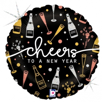 18" New Year Cheers Holographic - Unpackaged balloon foil balloons