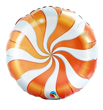 18" Orange Candy Swirl balloon  *Unpacked foil balloons