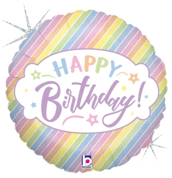 18" Pastel Birthday Holographic balloon foil balloons