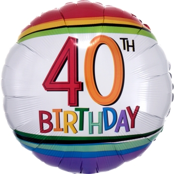 18" Rainbow Birthday 40 Balloon foil balloons