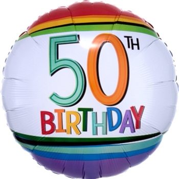 18" Rainbow Birthday 50 Balloon foil balloons