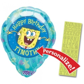 Shape Personalized Sponge Bob Squarepants Happy Birthday balloon ANAGRAM