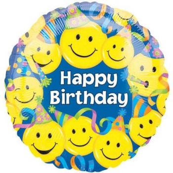 18" VLP Happy Birthday Emoji Smiles balloon foil balloons