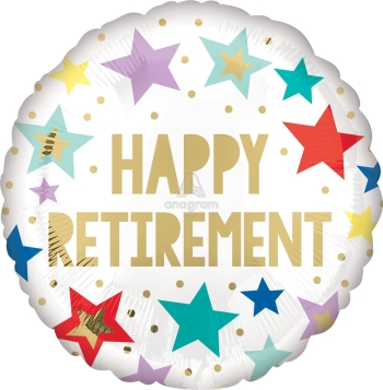 18" VLP Retirement White Stars balloon foil balloons