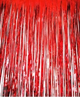 (1) Curtains Metallic 3ftx8ft - Red decorations