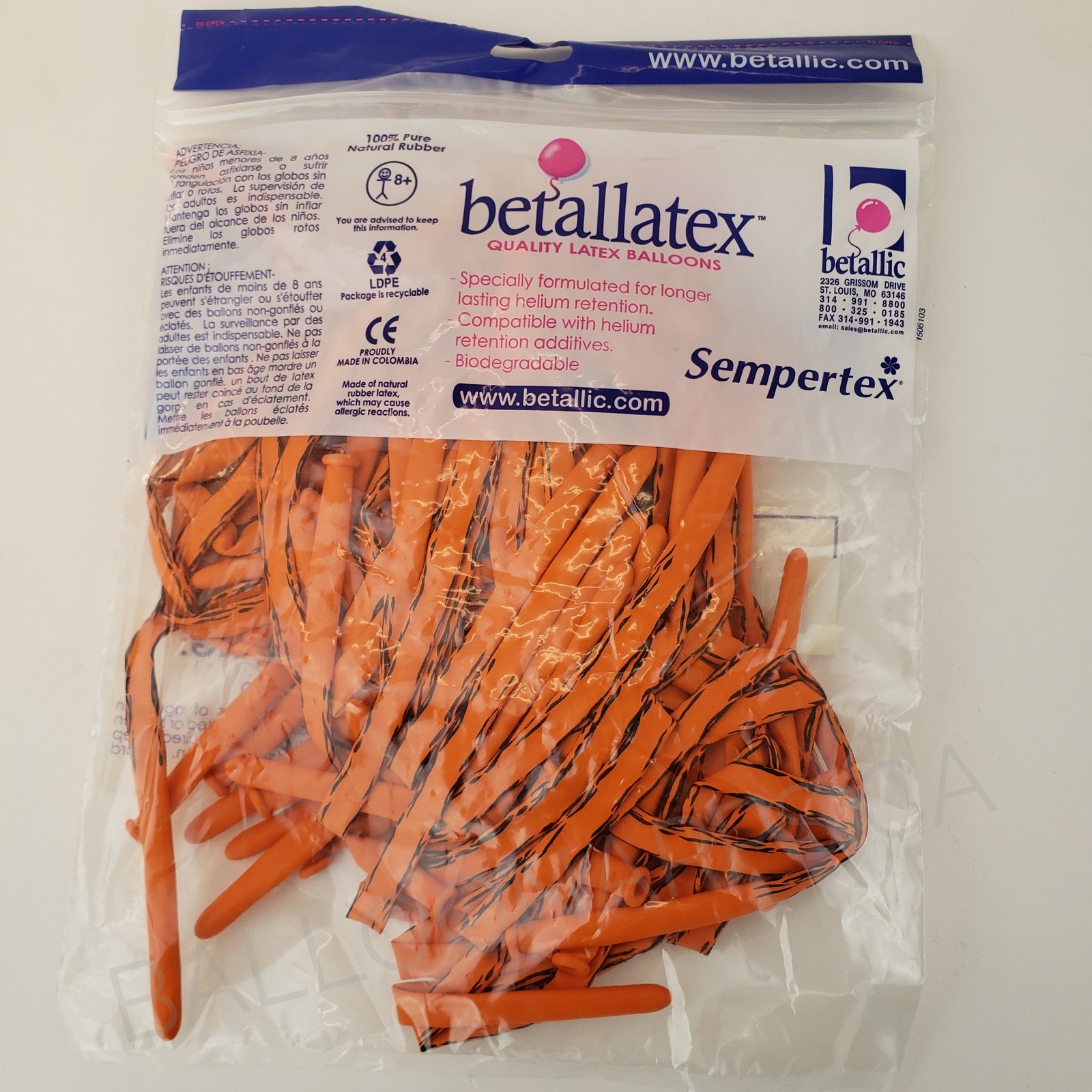 Sempertex 260 Tiger Print Orange