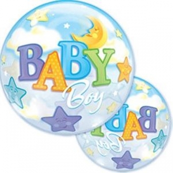 22" Bubble - Baby Boy Moon & Stars other balloons