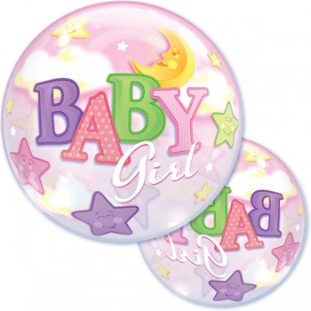 22" Bubble - Baby Girl Moon & Stars other balloons