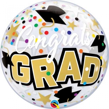 22" Bubble Bubble Congrats Grad Stars & Dots other balloons