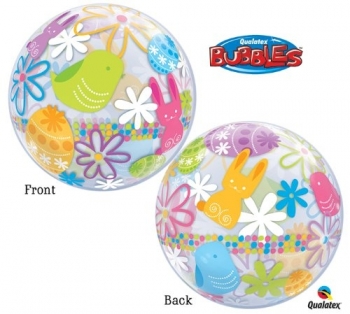 22" Bubble - Easter Bunny and Eggs other balloons