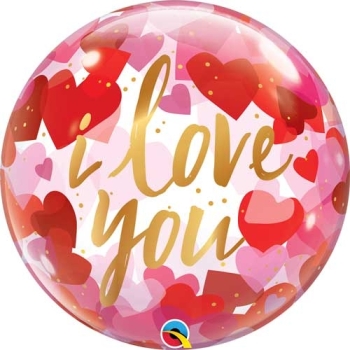 22" Deco Bubble I love you hearts other balloons
