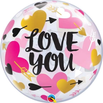 22" Deco Bubble Love You Hearts & Arrows other balloons
