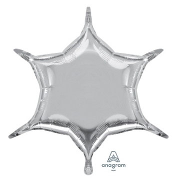 22" Metallic Silver 6-point Star balloon foil balloons