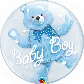 24" Dble Bubble - Baby Blue Bear other balloons