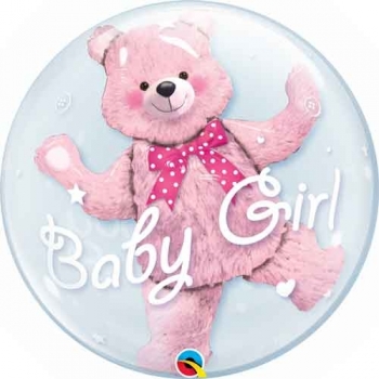 24" Dble Bubble - Baby Pink Bear other balloons