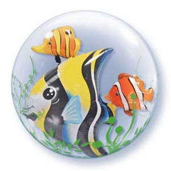 24" Dble Bubble - Seaweed Tropical Fish other balloons