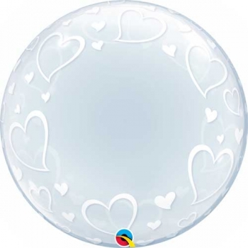 24" Deco Bubble - Stylish Hearts other balloons