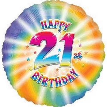 18" Foil - Happy 21st Birthday balloon foil balloons