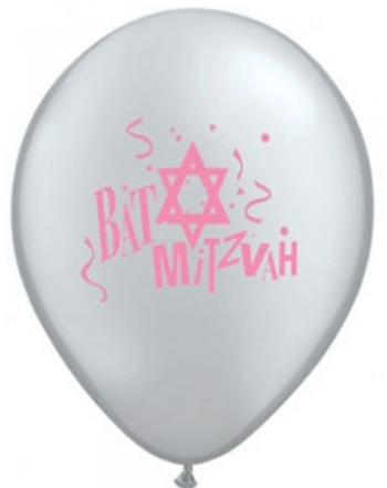 (25) 11" Bat Mitzvah - Silver balloons latex balloons