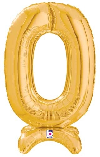 Number 0 Zero Gold Stand Up Self-Sealing Air-fill balloon BETALLIC