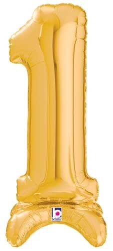 Number 1 Gold Stand Up Self-Sealing Air-fill balloon BETALLIC