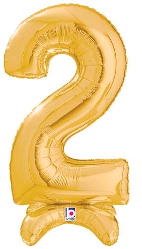 25" Number 2 Gold Stand Up Self-Sealing Air-fill balloon  Balloon