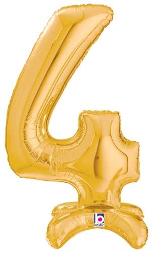 Number 4 Gold Stand Up Self-Sealing Air-fill balloon BETALLIC
