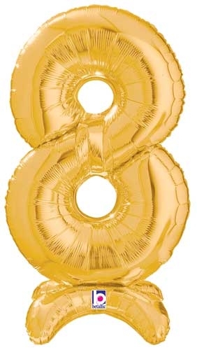 Number 8 Gold Stand Up Self-Sealing Air-fill balloon BETALLIC