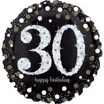 18" Foil Birthday 30 Sparkling Holographic balloon foil balloons