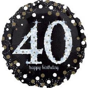 Foil Birthday 40 Sparkling Holographic balloon ANAGRAM