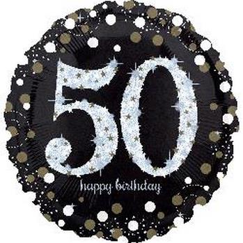 18" Foil Birthday 50 Sparkling Holographic balloon foil balloons