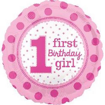 18" Foil 1st Birthday Girl First balloon foil balloons