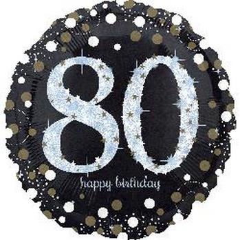 Birthday 80 Sparkling Holographic  Balloon